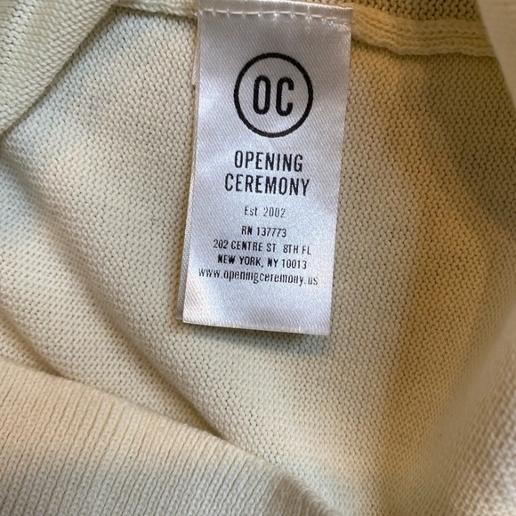 Opening Ceremony Cream Sweater with Faux Fur Cuffs Open Back Detail Cotton S/M - Picture 6 of 11